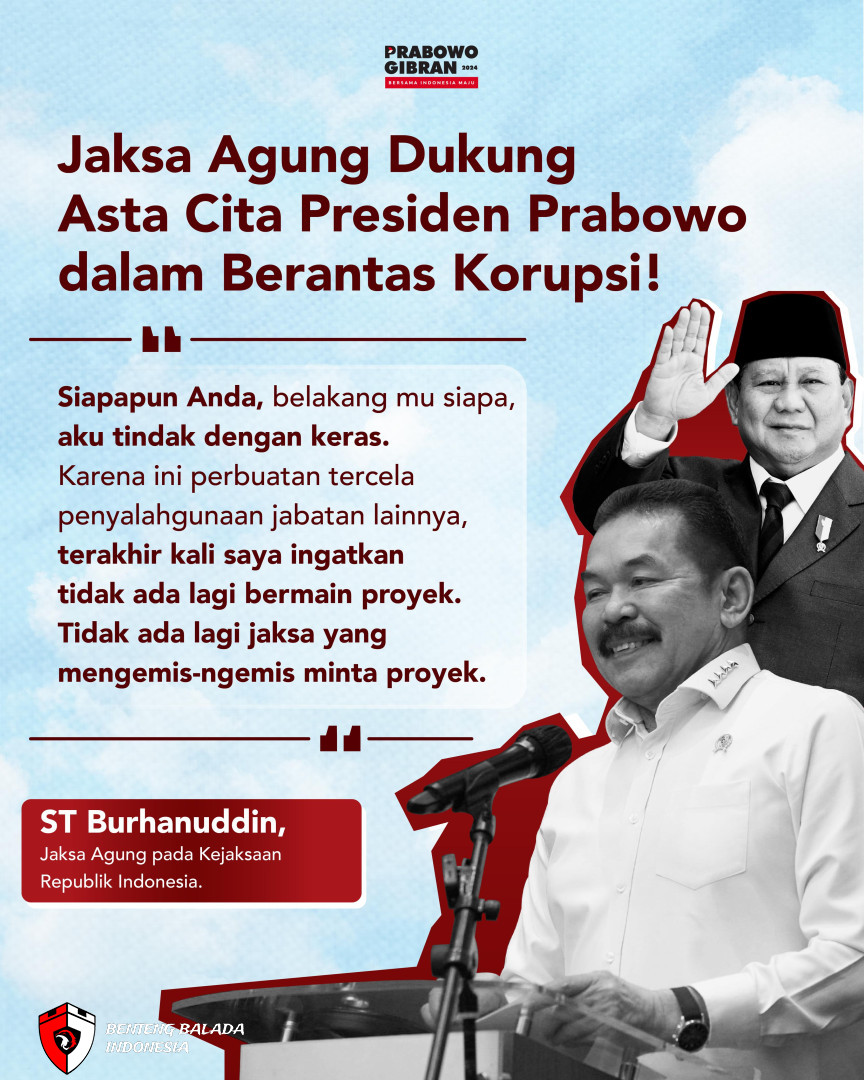 Jaksa Agung Dukung Aksa Cita Presiden Prabowo berantas Koripsi